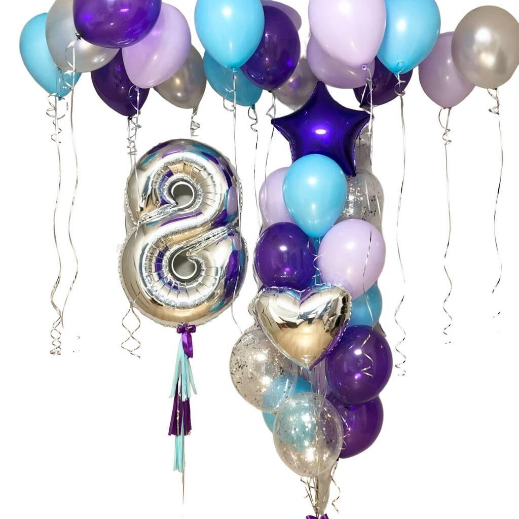 Набор шаров “Фиолетовый, Бирюзовый, серебро”